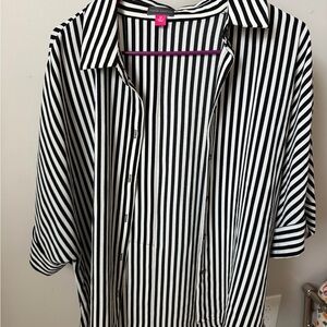 Vince Camuto Black and White Striped Shirt